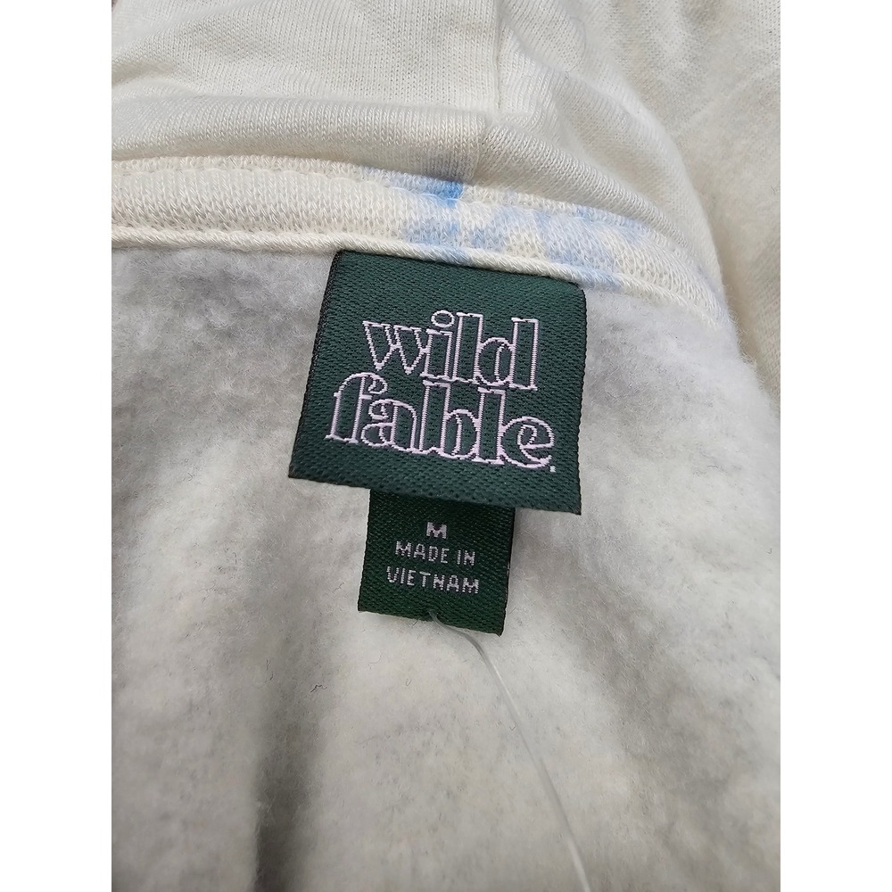 Wild Fable Womens Floral Quarter Zip Hoodie Blue Cotton Blend Size Medium - Picture 4 of 7